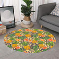 Vintage Zebra Pineapple Pattern Print Round Rug