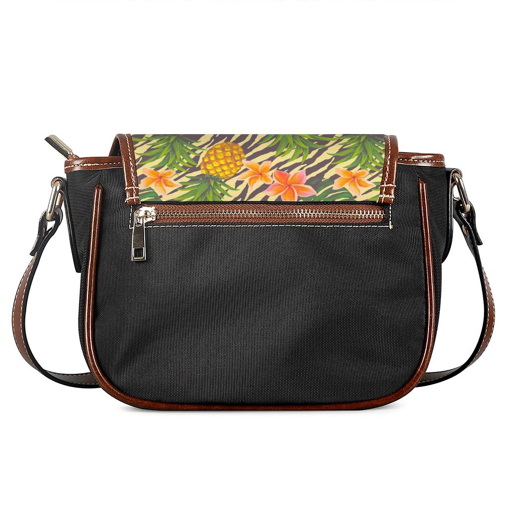 Vintage Zebra Pineapple Pattern Print Saddle Bag