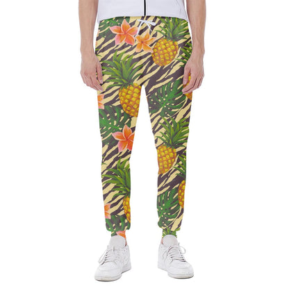 Vintage Zebra Pineapple Pattern Print Scuba Joggers