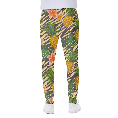 Vintage Zebra Pineapple Pattern Print Scuba Joggers
