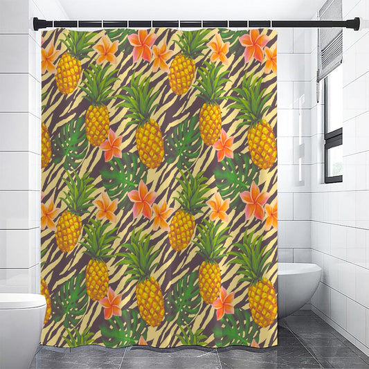 Vintage Zebra Pineapple Pattern Print Shower Curtain