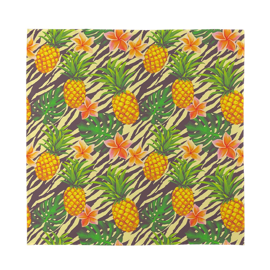 Vintage Zebra Pineapple Pattern Print Silk Bandana