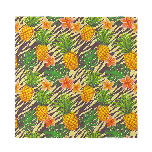 Vintage Zebra Pineapple Pattern Print Silk Bandana
