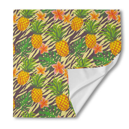 Vintage Zebra Pineapple Pattern Print Silk Bandana