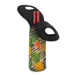 Vintage Zebra Pineapple Pattern Print Single Neoprene Wine Tote
