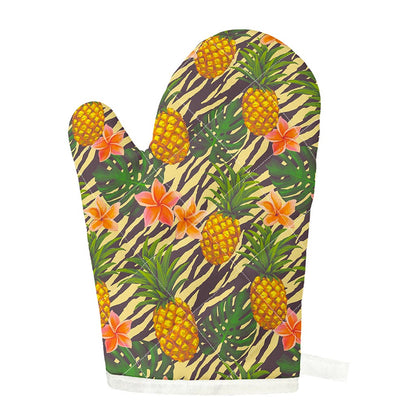 Vintage Zebra Pineapple Pattern Print Single Oven Mitt