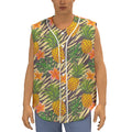 Vintage Zebra Pineapple Pattern Print Sleeveless Baseball Jersey