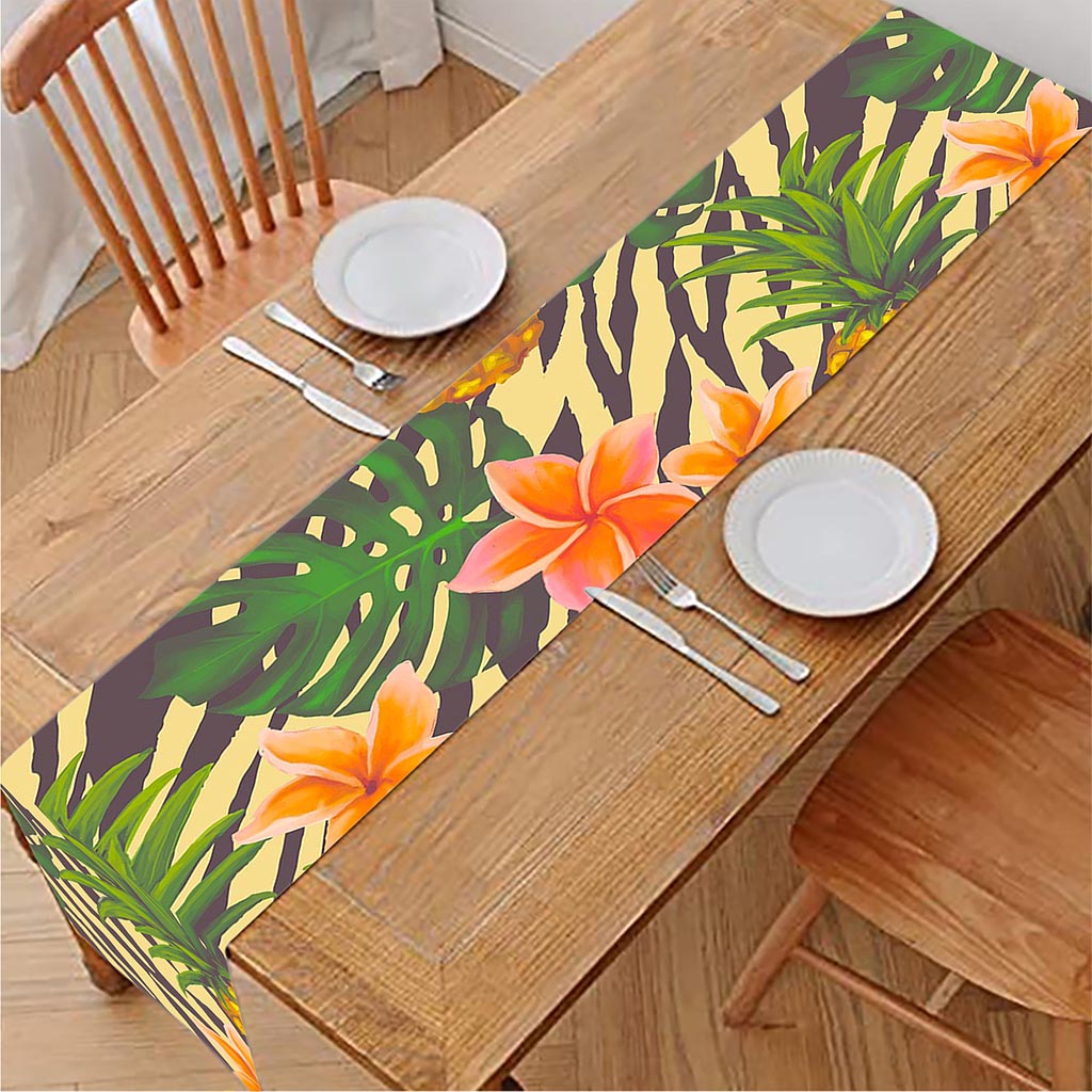 Vintage Zebra Pineapple Pattern Print Table Runner