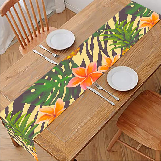 Vintage Zebra Pineapple Pattern Print Table Runner