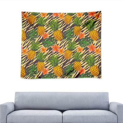 Vintage Zebra Pineapple Pattern Print Tapestry