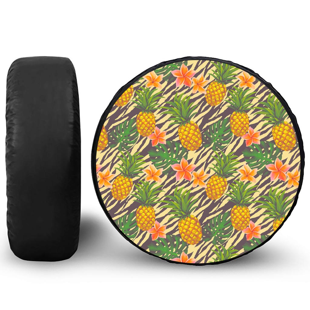 Vintage Zebra Pineapple Pattern Print Tire Cover