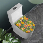Vintage Zebra Pineapple Pattern Print Toilet Lid Cover