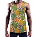 Vintage Zebra Pineapple Pattern Print Men's Workout Tank Top