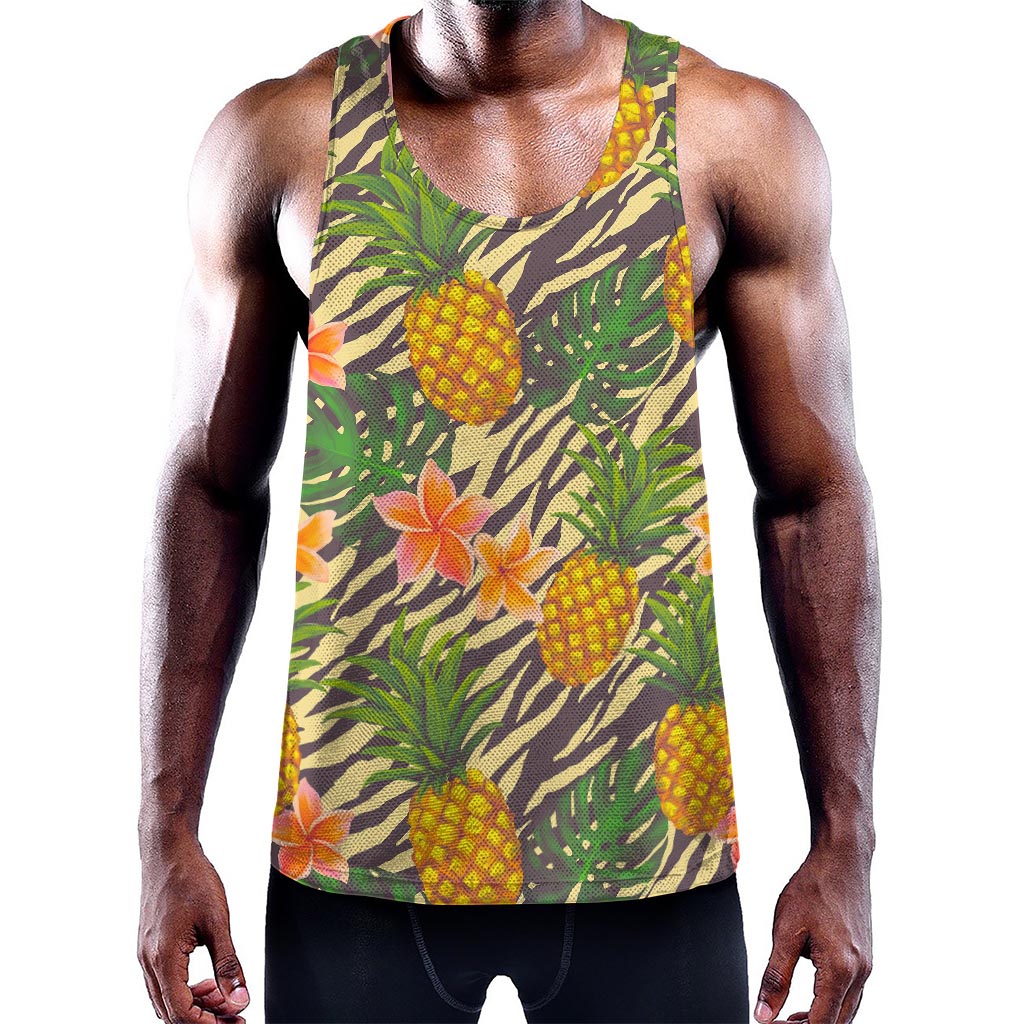 Vintage Zebra Pineapple Pattern Print Training Tank Top