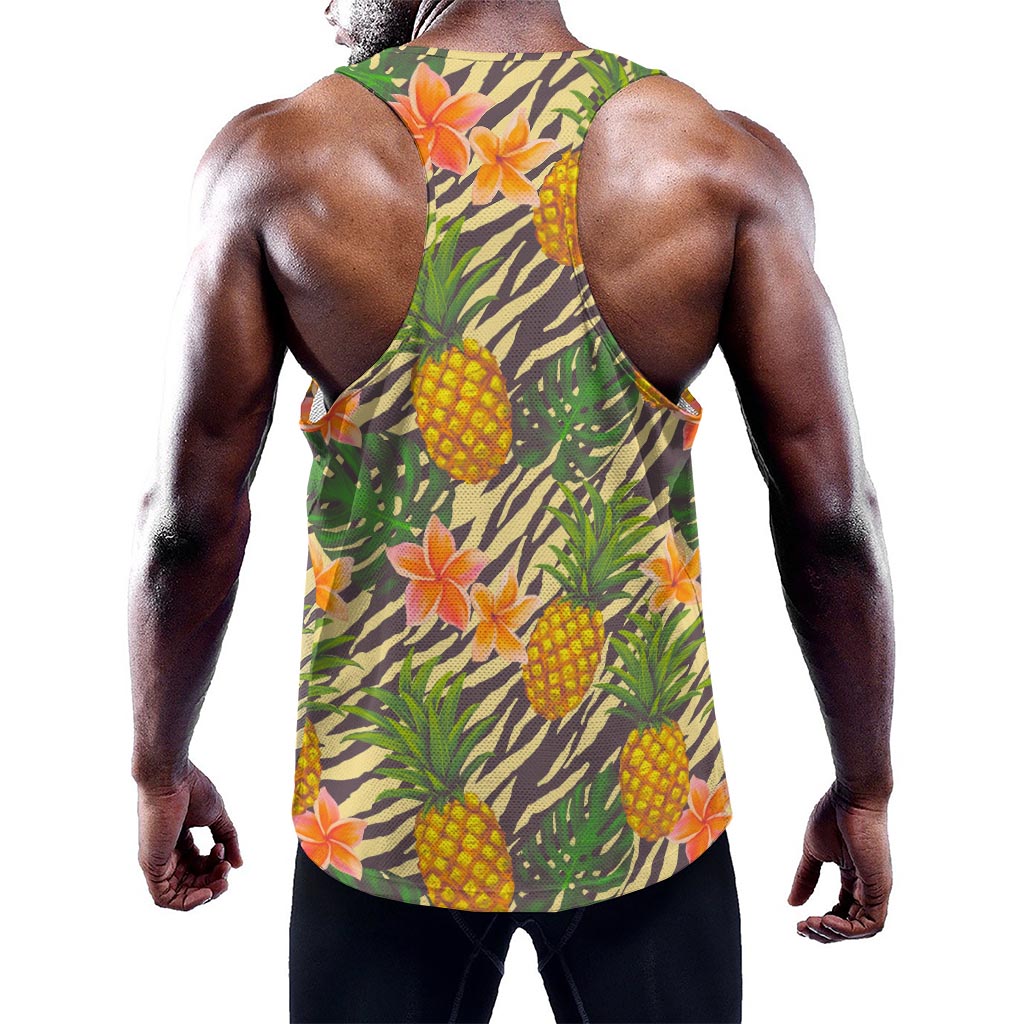 Vintage Zebra Pineapple Pattern Print Training Tank Top