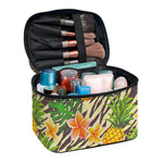 Vintage Zebra Pineapple Pattern Print Travel Makeup Bag