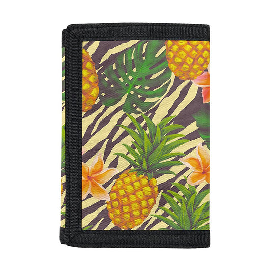 Vintage Zebra Pineapple Pattern Print Trifold Wallet