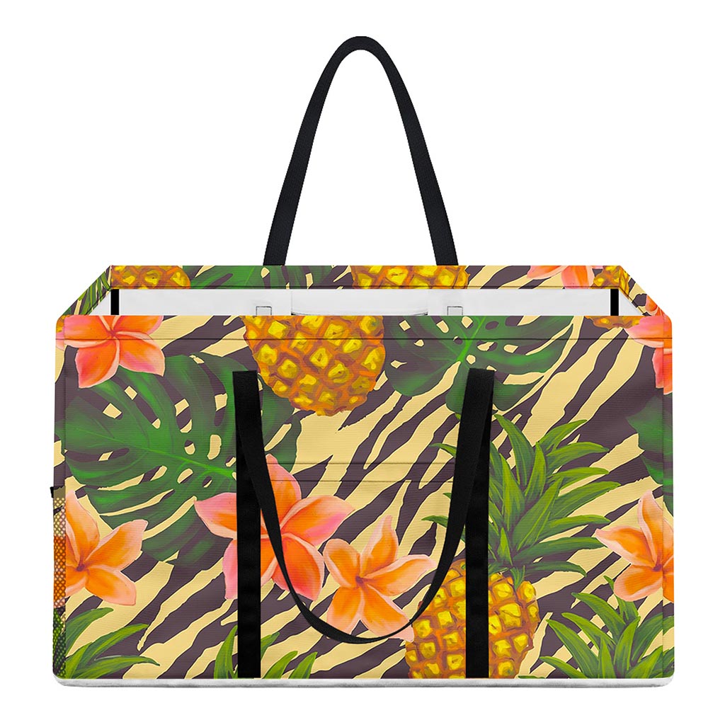 Vintage Zebra Pineapple Pattern Print Utility Tote Bag