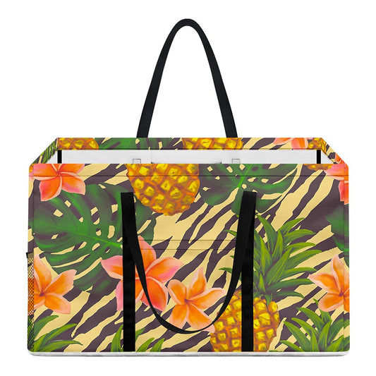 Vintage Zebra Pineapple Pattern Print Utility Tote Bag