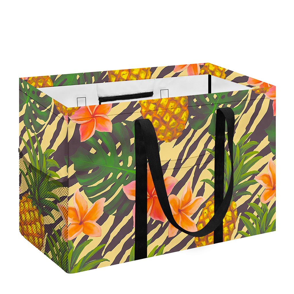 Vintage Zebra Pineapple Pattern Print Utility Tote Bag