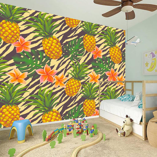 Vintage Zebra Pineapple Pattern Print Wall Sticker