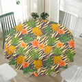 Vintage Zebra Pineapple Pattern Print Waterproof Round Tablecloth