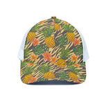Vintage Zebra Pineapple Pattern Print White Mesh Trucker Cap