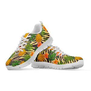 Vintage Zebra Pineapple Pattern Print White Running Shoes