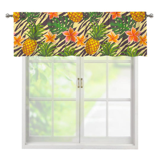 Vintage Zebra Pineapple Pattern Print Window Valance