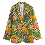 Vintage Zebra Pineapple Pattern Print Women's Blazer