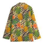 Vintage Zebra Pineapple Pattern Print Women's Blazer