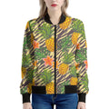Vintage Zebra Pineapple Pattern Print Women's Bomber Jacket