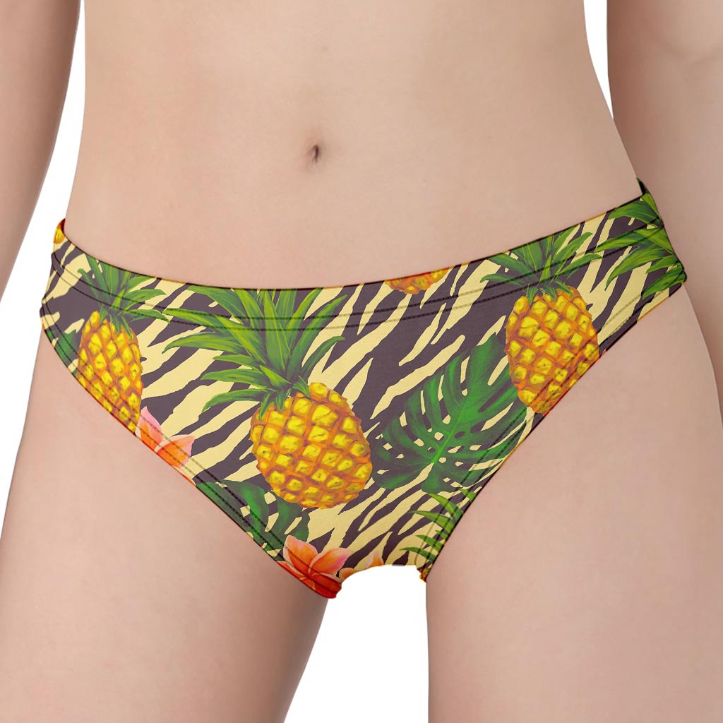 Vintage Zebra Pineapple Pattern Print Women's Panties