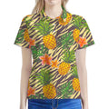 Vintage Zebra Pineapple Pattern Print Women's Polo Shirt