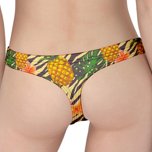 Vintage Zebra Pineapple Pattern Print Women's Thong