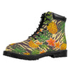 Vintage Zebra Pineapple Pattern Print Work Boots