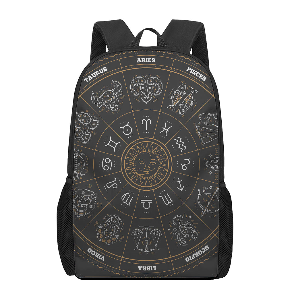 Vintage Zodiac Circle Print 17 Inch Backpack