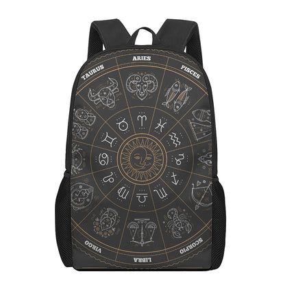 Vintage Zodiac Circle Print 17 Inch Backpack