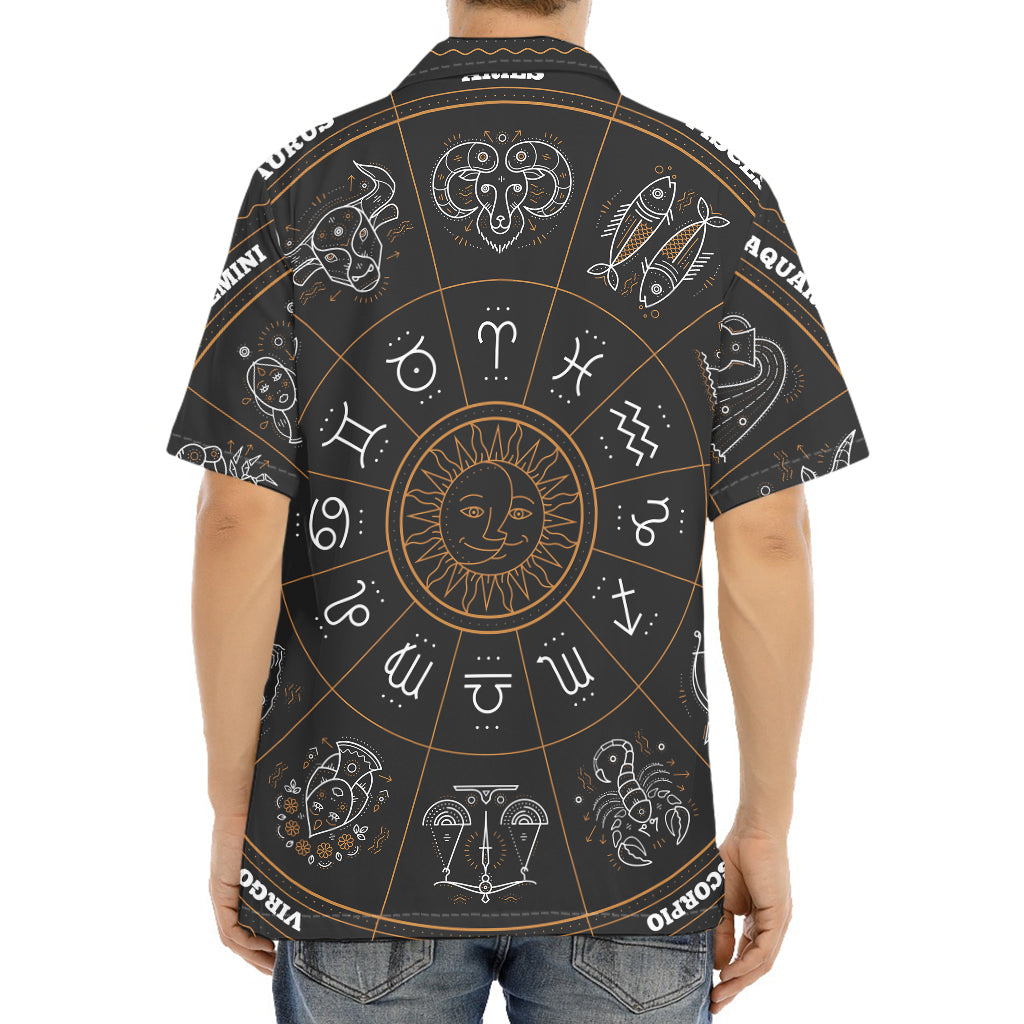 Vintage Zodiac Circle Print Aloha Shirt