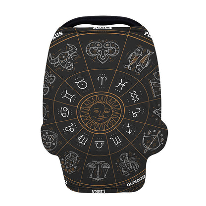 Vintage Zodiac Circle Print Baby Seat Cover