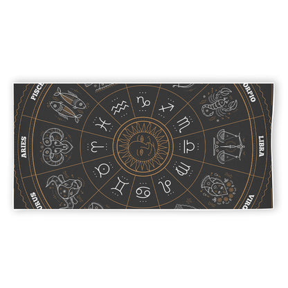 Vintage Zodiac Circle Print Beach Towel