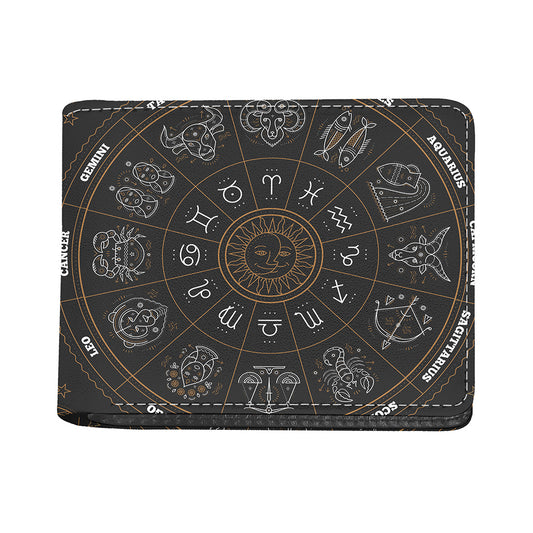 Vintage Zodiac Circle Print Bifold Wallet