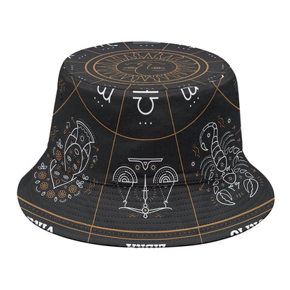 Vintage Zodiac Circle Print Bucket Hat