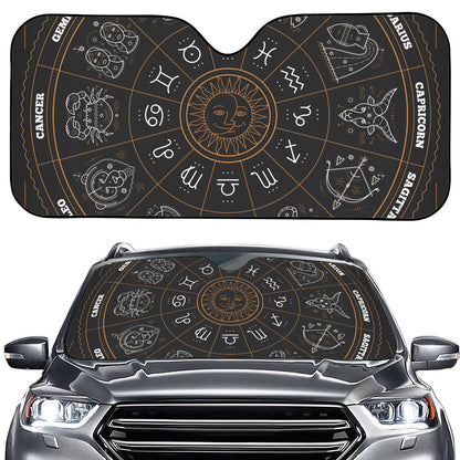 Vintage Zodiac Circle Print Car Windshield Sun Shade