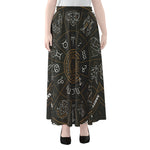 Vintage Zodiac Circle Print Chiffon Maxi Skirt