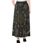 Vintage Zodiac Circle Print Chiffon Maxi Skirt