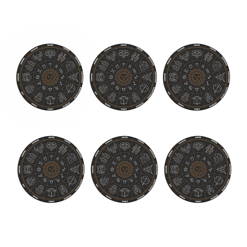 Vintage Zodiac Circle Print Coaster Set
