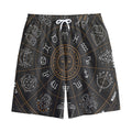Vintage Zodiac Circle Print Cotton Shorts
