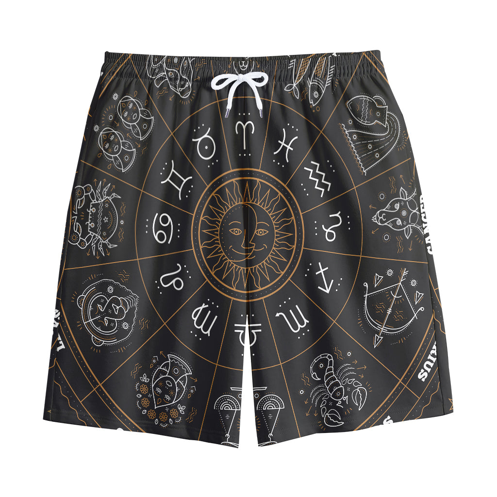 Vintage Zodiac Circle Print Cotton Shorts