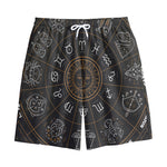 Vintage Zodiac Circle Print Cotton Shorts